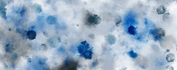 Размытые Синие Серые Пятна Брызги Акварели Чернил Белом Фоне Абстрактный — стоковое фото