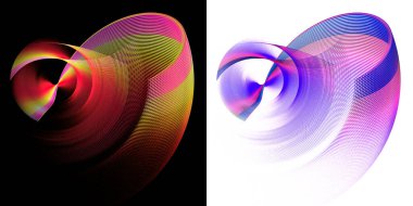 Dalgalı, güzel kıvrımlı çizgili elementler siyah ve beyaz arka planlara karşı katmanlıdır. Grafik tasarım ögeleri ayarlandı. Simge, logo, işaret, sembol. 3 boyutlu illüstrasyon. 3d oluşturma.