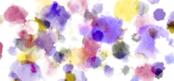 Яркий Красочный Акварель Чернильный Фон Синие Желтые Фиолетовые Воздушные Пятна — стоковое фото
