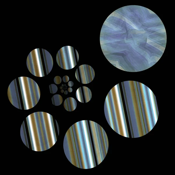 Striped Circles Different Sizes Arranged Spiral Create Pattern Black Background — Stockfoto