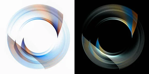 Arcuate Striped Transparent Rainbow Elements Form Circular Frames White Black — Stock Photo, Image