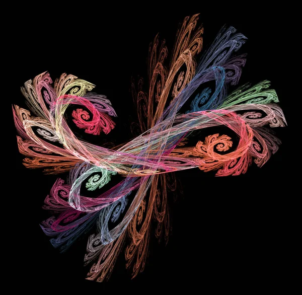 Renkli Spiraller Birbiriyle Örtüşür Merkezin Etrafında Siyah Bir Zemin Üzerinde — Stok fotoğraf