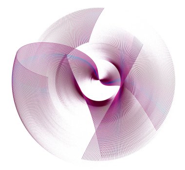 Soyut bir pervanenin mor şeffaf bıçakları beyaz bir arkaplanda kesişir ve döner. Grafik tasarım elementi. Simge, logo, işaret, sembol. 3d illüstrasyon, 3d canlandırma.