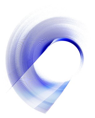 Mavi şeffaf çizgili soyut pervane bıçakları yuvarlak bir çerçeve oluşturur ve beyaz bir arkaplanda döner. Simge, logo, işaret, sembol. Grafik tasarım elementi. 3D görüntüleme. 3d illüstrasyon.