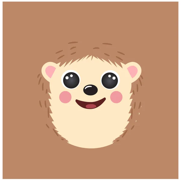 Bonito Hedgehog retrato quadrado smiley cabeça desenhos animados forma redonda animal rosto, isolado avatar personagem vetor ícone plana — Vetor de Stock