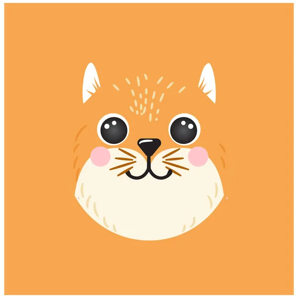 Fox Cute portrait square smiley head cartoon avatar round shape animal face, isolated mascot vector icon illustration — Stock Vector