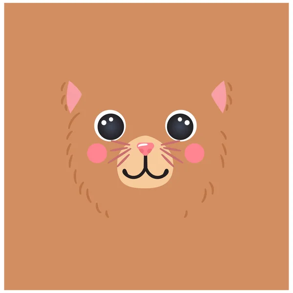 Katze beige Porträt Niedliche quadratische Smiley Kopf Avatar Cartoon runde Form Tier Gesicht, isoliert Vektor-Symbol Illustration — Stockvektor