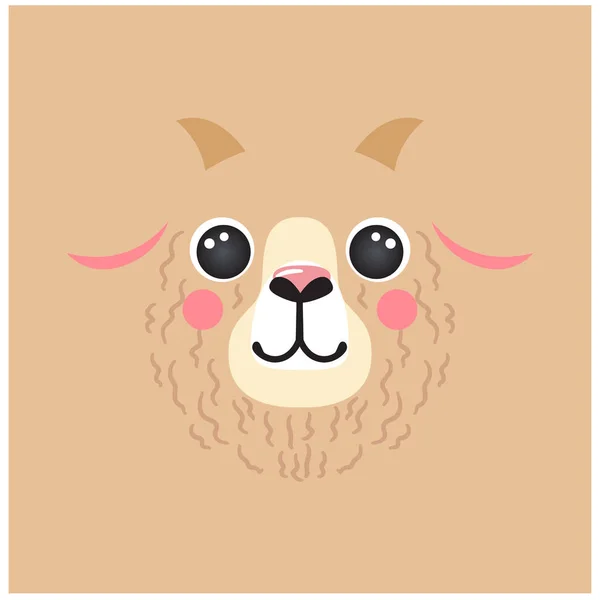Mignon portrait de chèvre carré smiley tête dessin animé forme ronde visage animal isolé avatar personnage vecteur icône illustration — Image vectorielle