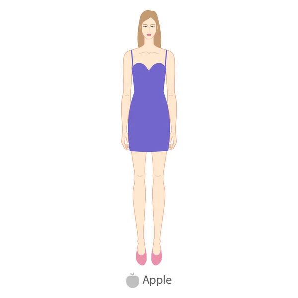 Woman Apple Body Shape Character Dress Female Vector Illustration Silhouette — Stock Vector