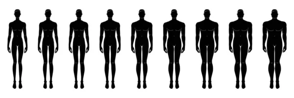 Набір Silhouette Men Fashion Шаблон Розміру Голови Croquis Понад Плюс — стоковий вектор