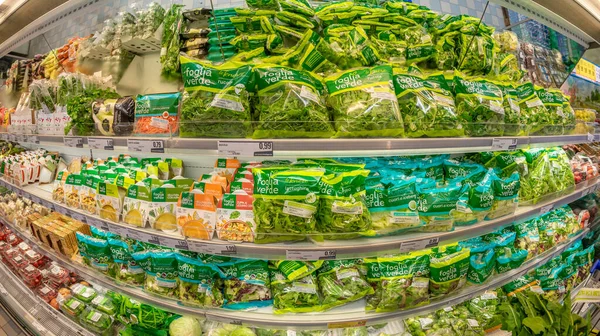 Fossano Itália Novembro 2021 Variedade Salada Limpa Embalada Sopas Pré — Fotografia de Stock