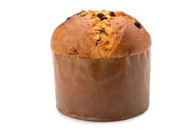 Panettone - Milano 'dan İtalyan Noel pastası, Noel ve yeni yılı kutlamaya hazır, beyaz yolda soyutlanmış, kırpma yolu