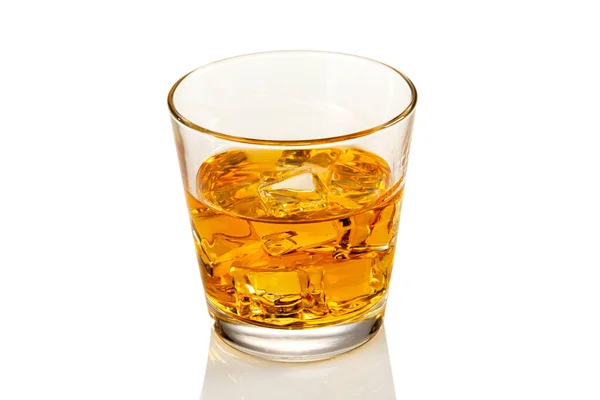 Glas Whisky Eller Whisky Eller Bourbon Eller Whisky Med Isbitar — Stockfoto