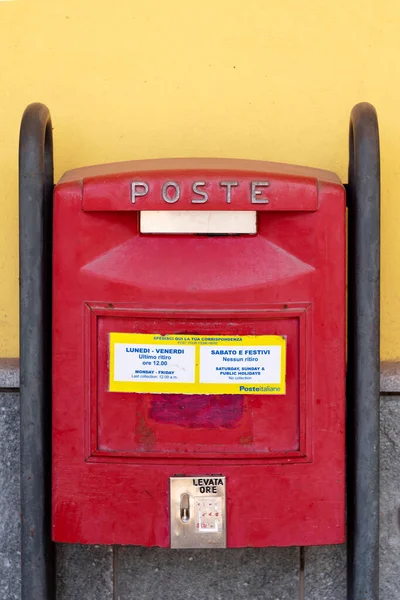 Fossano Cuneo Italy March 2022 Red Mail Box Italian Post — Stock Photo, Image