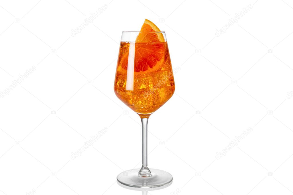 Alcoholic Aperol Spritz Cocktail Isolated on White 