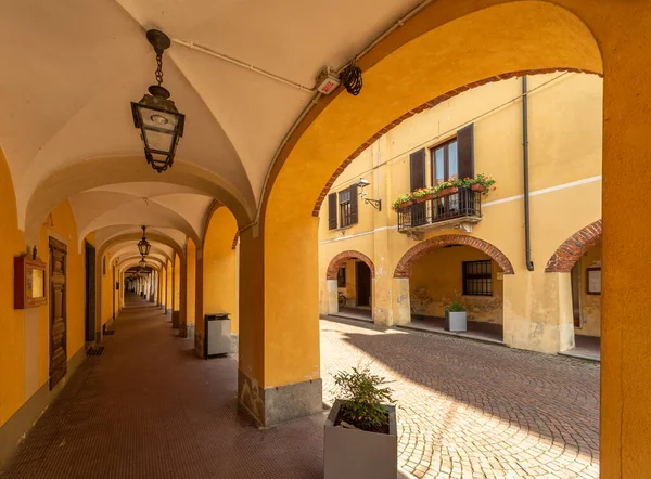 Caramagna Piemonte Piedmont Italy May 2022 Ancient Historical Arcades Luigi — стокове фото