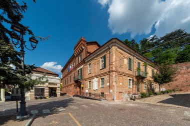 Sommariva del Bosco, Cuneo, Italy - May 01, 2022: the town hall building in Seyssel square