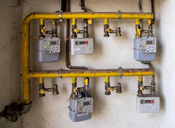 Dogliani Italy May 2022 Gas Meters Counting Household Consumption — Stok fotoğraf