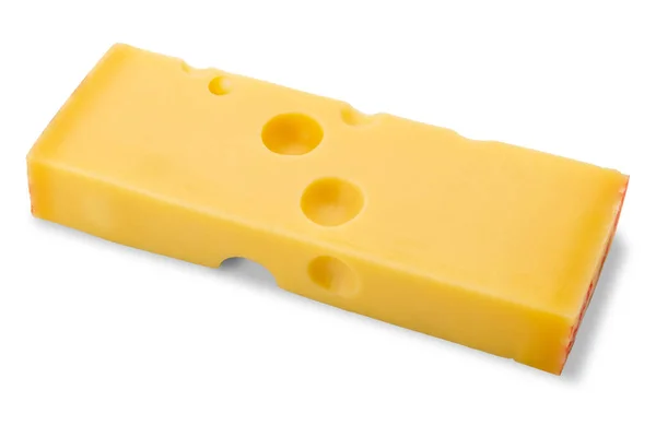 Emmentaler Cheese Slice Typical Swiss Cheese Isolated White Clipping Path — Fotografia de Stock