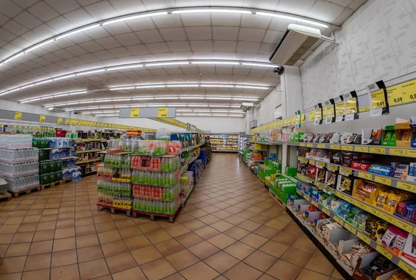 Fossano Italy May 2022 Aisles Shelves Beverages Sweets Ins Supermarket — Stock Photo, Image