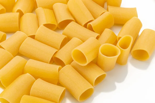 Massa Paccheri Isolada Macarrão Branco Típico Italiano Gragnano — Fotografia de Stock