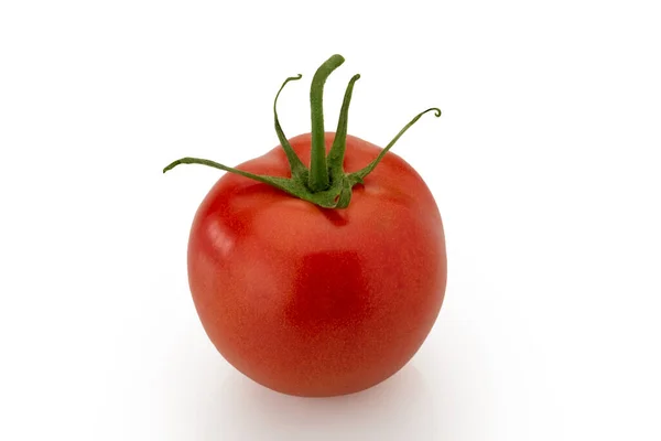 Smooth Red Ripe Tomato Isolated White Clipping Path Incluted — Stock Photo, Image
