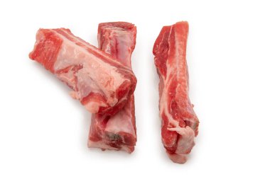 Raw pork ribs isolated on white, clipping path