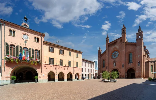 Cathedral San Lorenzo Town Hall Historic Buildings Piazza Duomo Alba — Fotografia de Stock