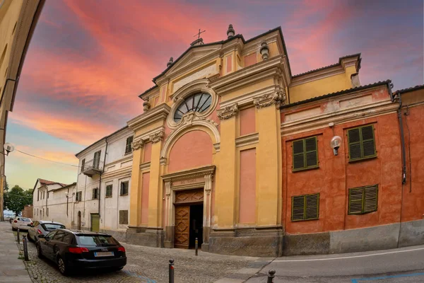 Fossano Itálie Kostel Benediktinského Kláštera Annunziata Dell Annunziata Západem Slunce — Stock fotografie