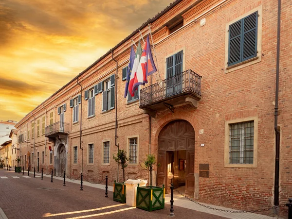 Marene Piemonte Settembre 2022 Palazzo Comunale Stefano Gallina Con Cielo — Foto Stock