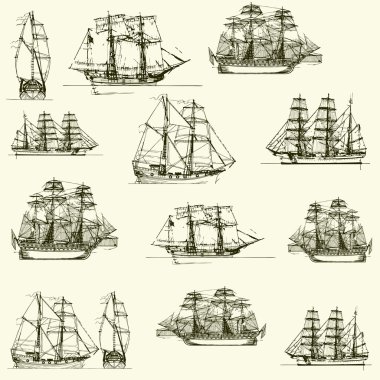 Vector background with old ships