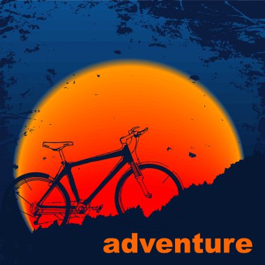 siluet muontain-bisiklet, gün batımı.