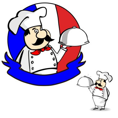 Cartoon French chef banner. vector
