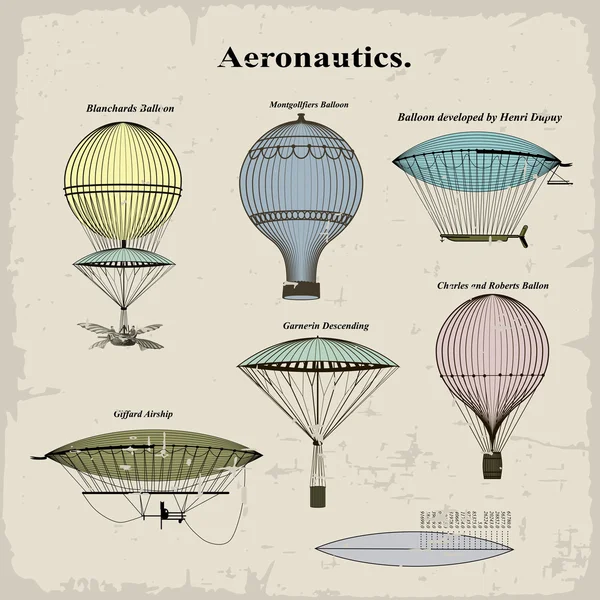 Set de vectores vintage globos de aire caliente — Archivo Imágenes Vectoriales