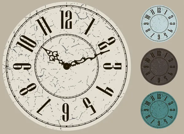 Old clock face vector kit, four color options — Stock Vector