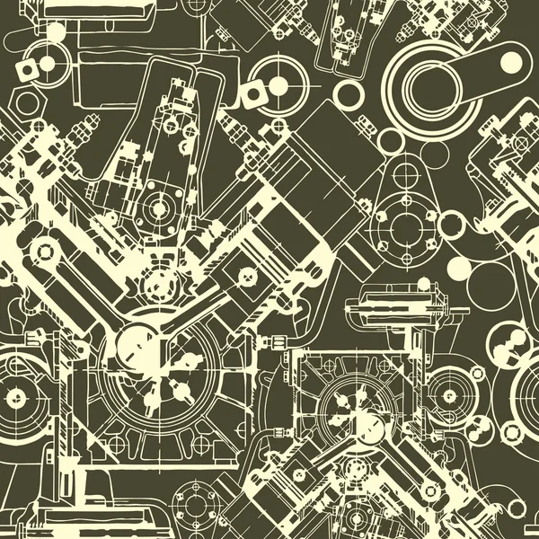 Tekening motor naadloze patroon, achtergrond. — Stockvector