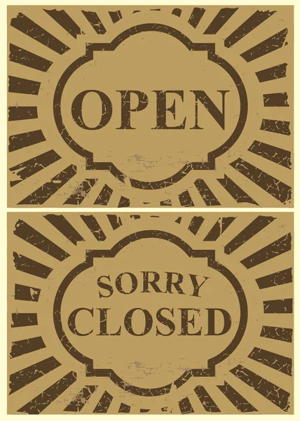 Panneau étain vintage - Panneau ouvert et fermé — Image vectorielle