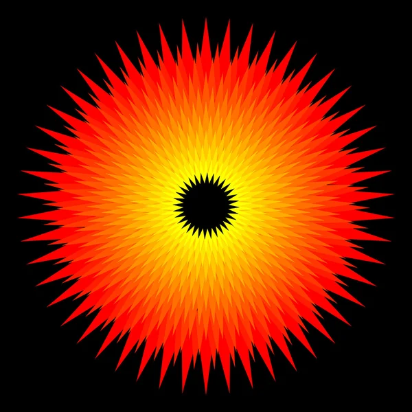 Oranje zonnige op zwarte achtergrond, vector image — Stockvector
