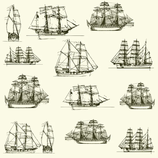 Antecedentes vectoriales con barcos antiguos — Archivo Imágenes Vectoriales