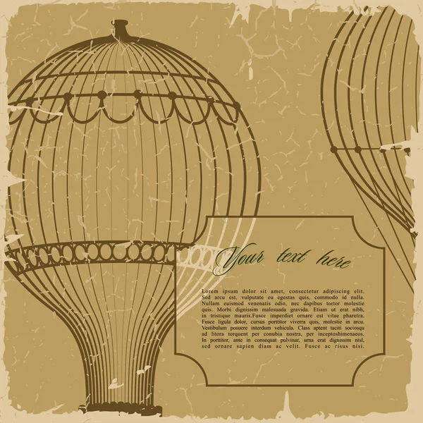 Retro achtergrond met hete luchtballon — Stockvector