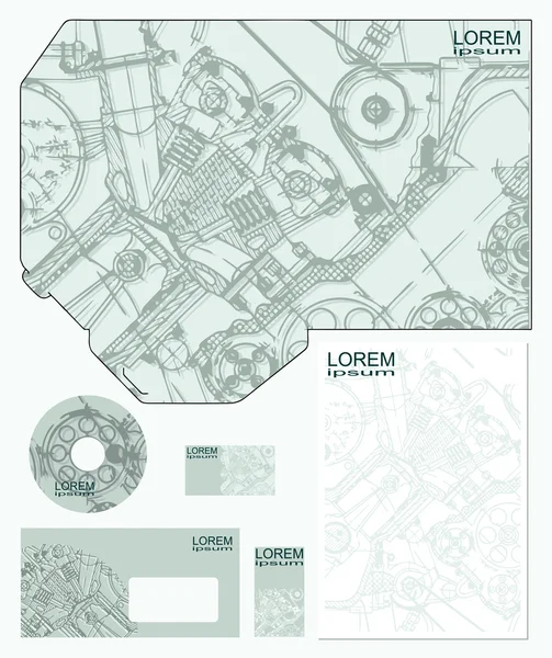 Modelos de estilo de negócios, Motor de desenho —  Vetores de Stock