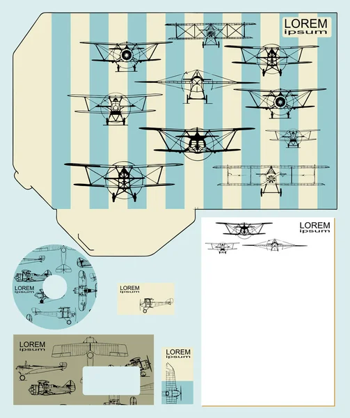 Vorlage für Geschäftsmodelle, Oldtimer-Flugzeuge — Stockvektor