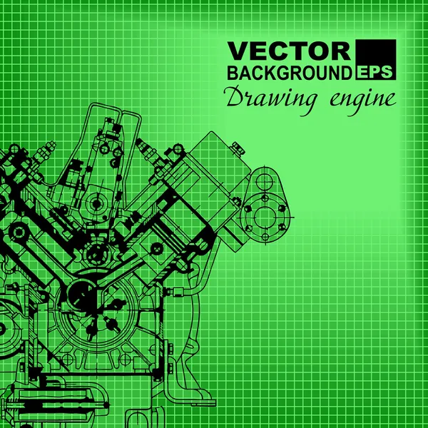 Fondo abstracto de tecnología. Motor de dibujo — Archivo Imágenes Vectoriales