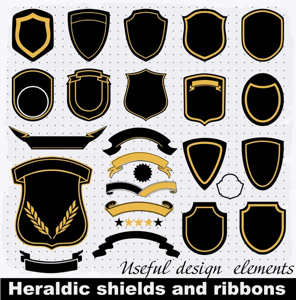 Heraldic shields and ribbons. — Stock Vector