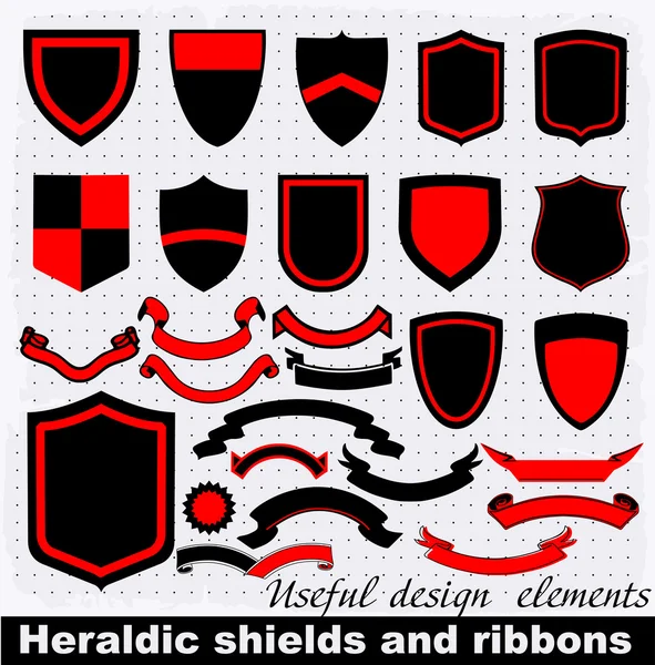 Heraldic shields and ribbons. — Stock Vector