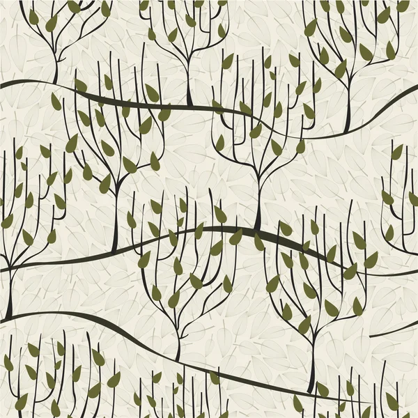 Stilisierter Wald, nahtloses Muster, Hintergrund. — Stockvektor