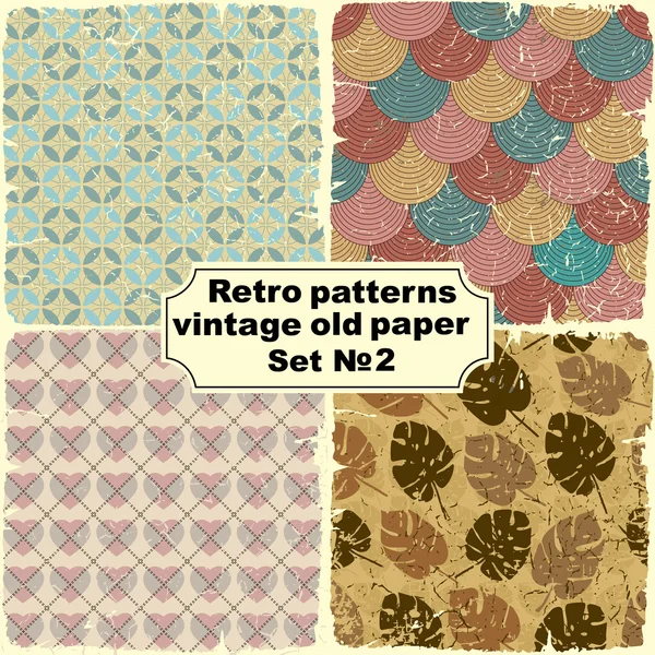 Set. Retro seamless patterns on vintage old paper. — Stock Vector