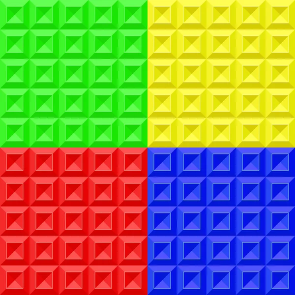 Conjunto verde, amarillo, rojo, texturas azules, patrón geométrico sin costura . — Archivo Imágenes Vectoriales