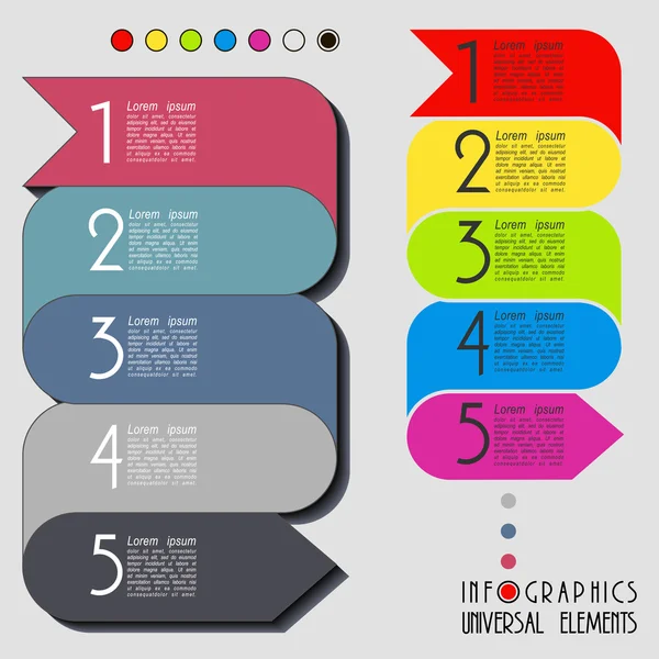 Présentations colorées avec cinq zones de texte . — Image vectorielle