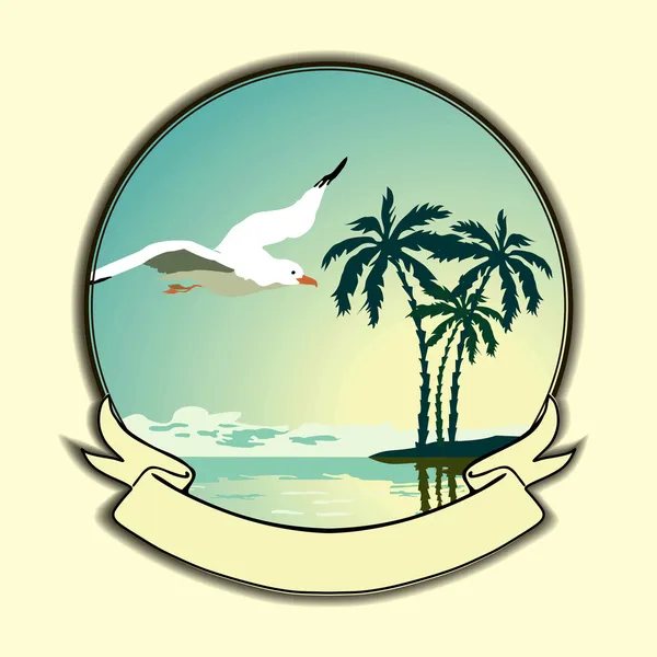 Logo vacances d'été avec île — Image vectorielle